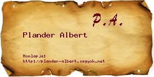 Plander Albert névjegykártya