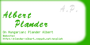 albert plander business card
